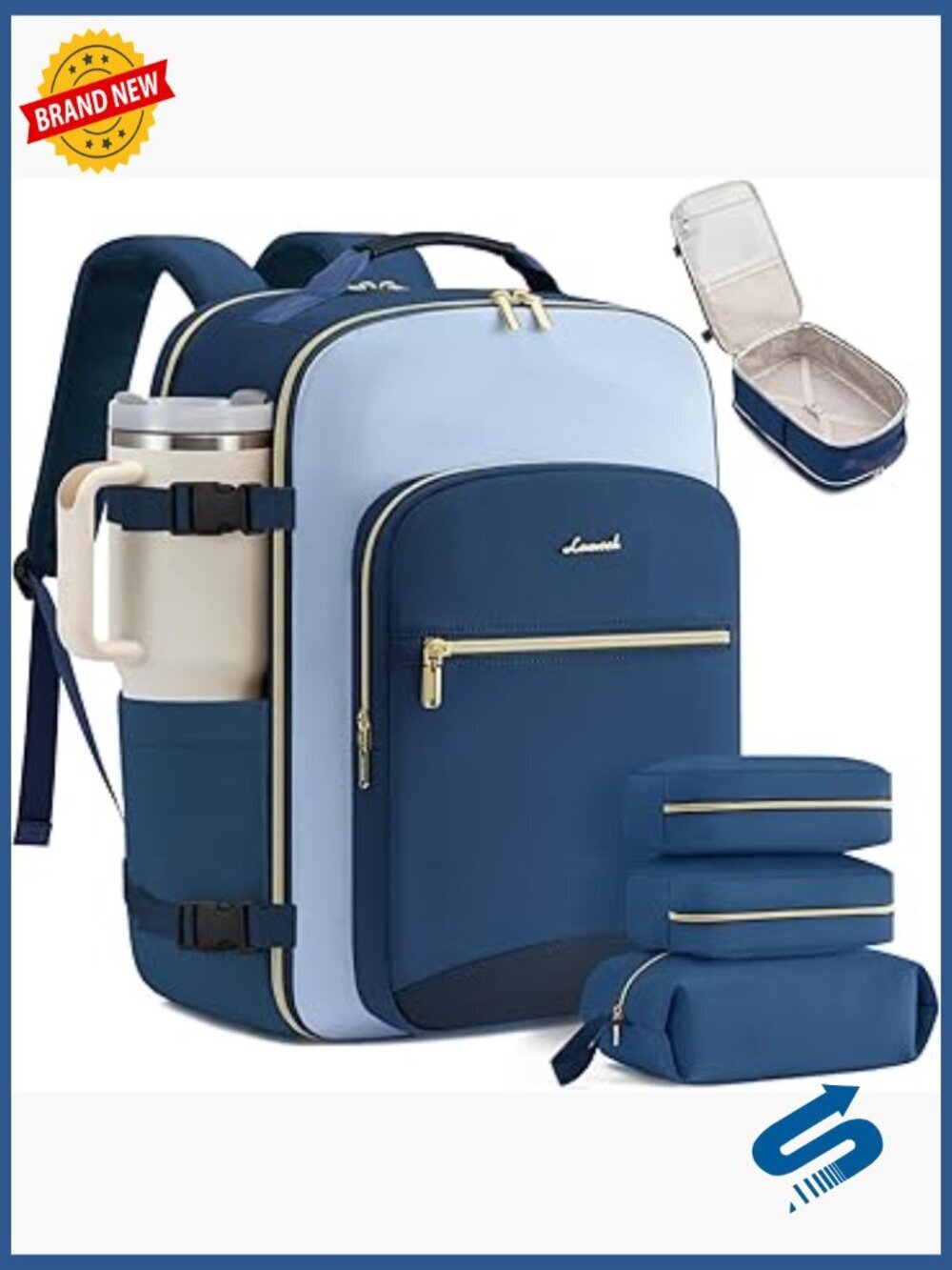 40L Travel Backpack Carry On Laptop Bag with Packing Cubes TSA Approved